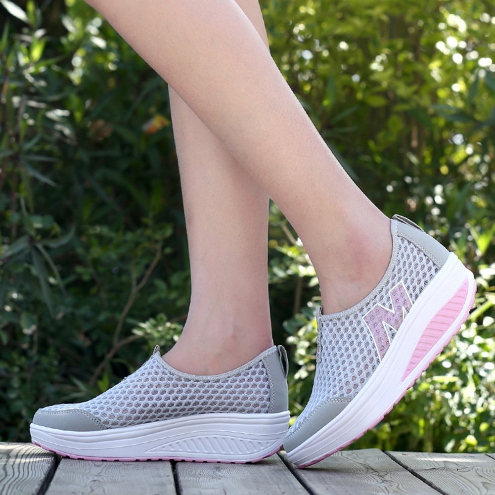 Women's Slip-On Wedge Sneakers - Breathable Mesh Platform Walking Shoes for Women | Comfortable & Lightweight for Sports, Gym, Workout & Casual Wear