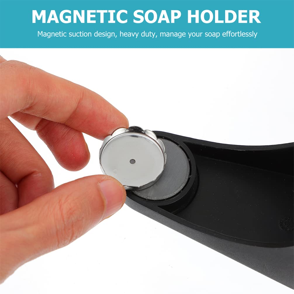 VORCOOL 2-Pack Magnetic Soap Holder with Strong Adhesion - Wall Mount Soap Dish & Sponge Drying Rack for Bathroom Organization (Black) | Perfect for Showers, Sinks & Kitchen Countertops