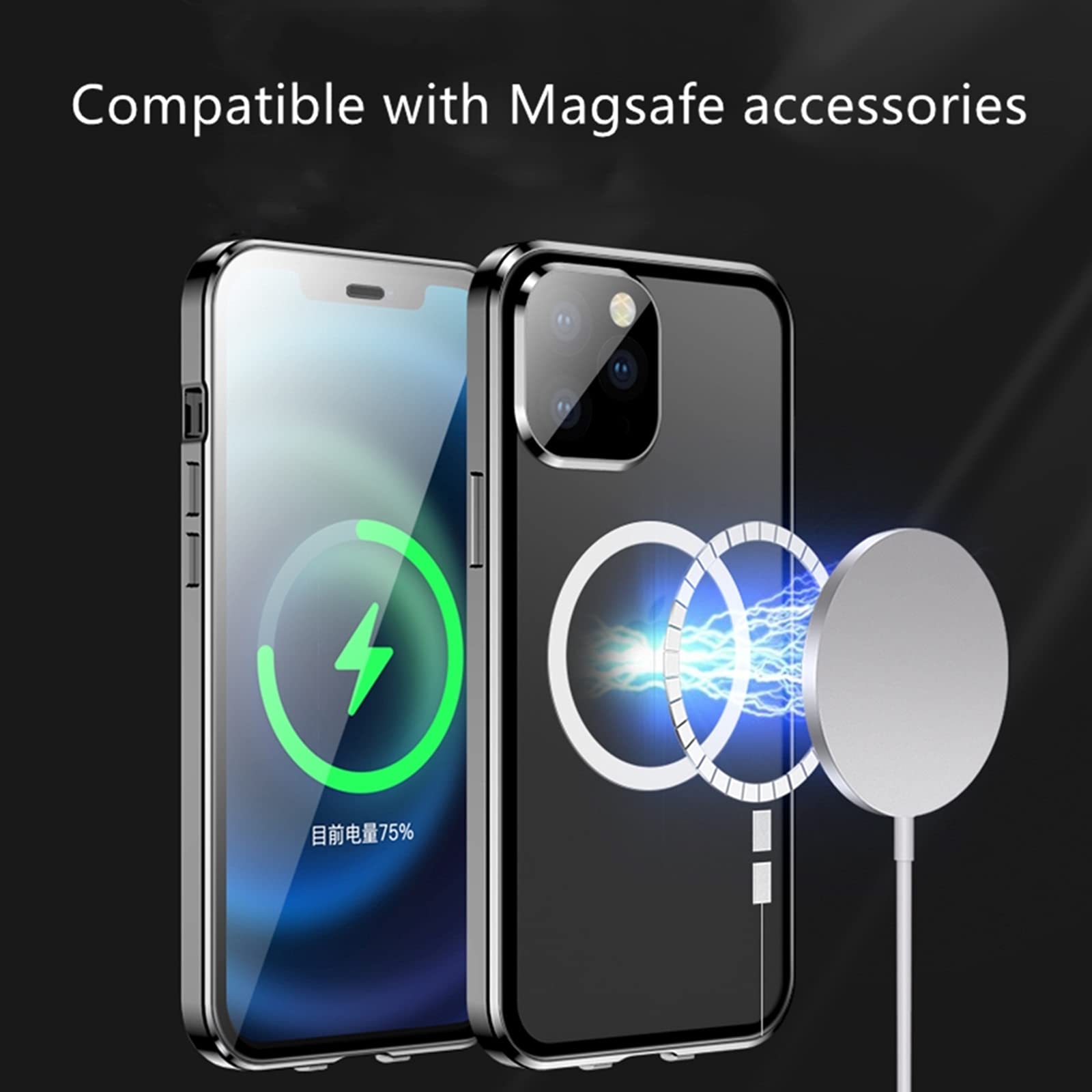 Jonwelsy iPhone 11 Pro Case - 360° Dual-Layer Protection with MagSafe Compatibility | Metal Bumper & Tempered Glass Front + Frosted PC Back Cover | Perfect for Work, Travel & Everyday Use (Blue, 5.8