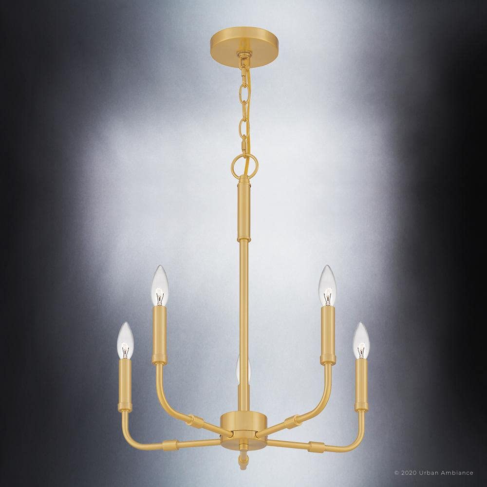 Modern Farmhouse Chandelier - 21.25 Inch Transitional Style Ceiling Light with Olde Brass Finish | Perfect for Dining Room, Kitchen Island or Entryway Lighting | The Bideford Collection UQL3799