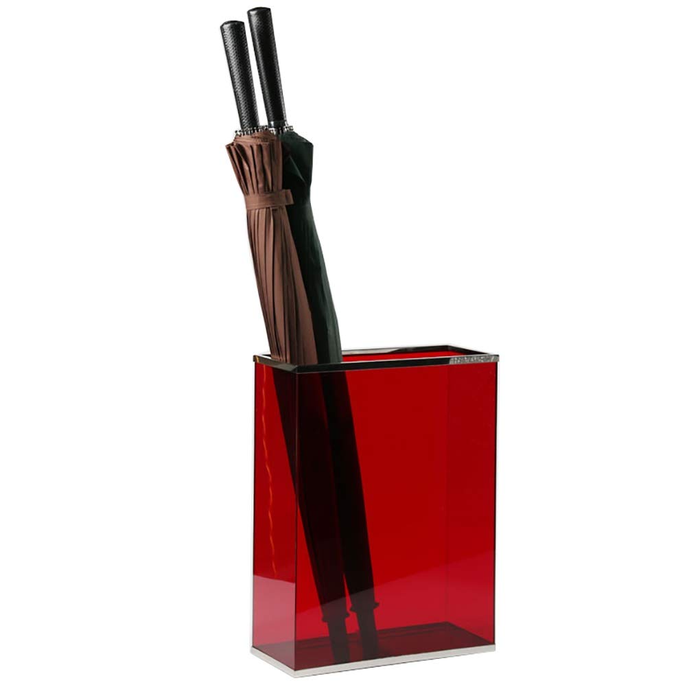 LQQ Free Standing Umbrella Stand - Square Plastic Umbrella Holder for Home, Office, Apartment & Front Door (Red) - Perfect for Entryway Organization & Wet Umbrella Storage