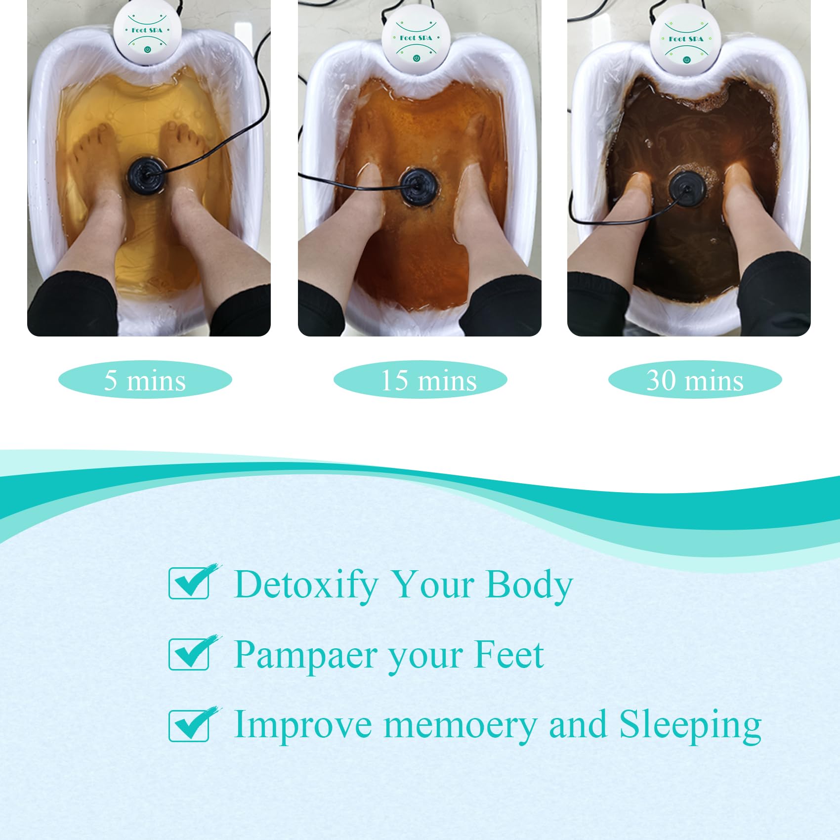 Ionic Detox Foot Spa Machine - Portable Foot Bath with 200 Liners & 2 Super Ion Arrays for Home Beauty & Relaxation | Perfect for Stress Relief, Detoxification & Spa Day at Home