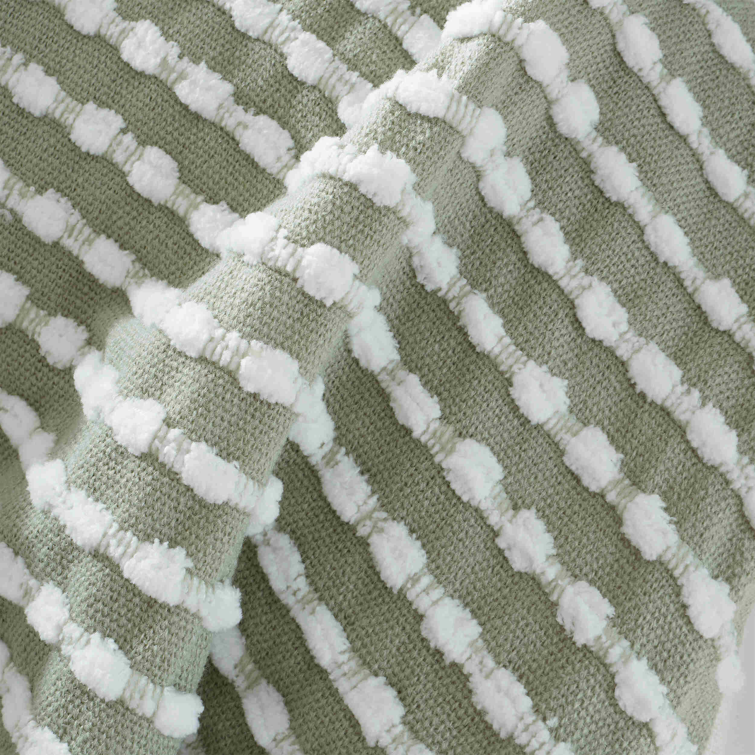 Catherine Lansfield Stab Stitch Throw Blanket - Soft Sage Green Knit Afghan for Sofa, Bed & Home Decor | Cozy Living Room & Bedroom Accessory