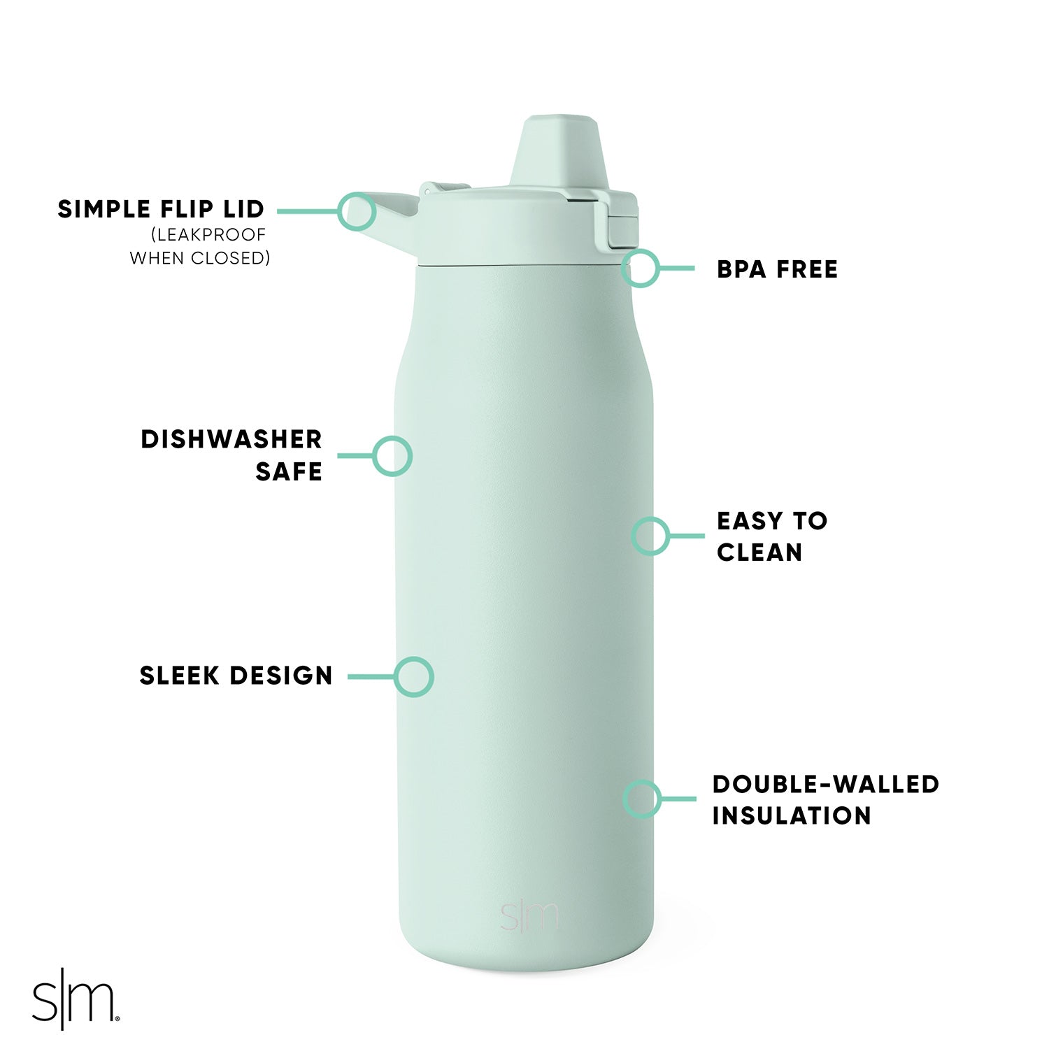 Stainless Steel Water Bottle with Flip Straw Lid - Leak Proof & Easy to Carry - Perfect for Gym, Hiking, Travel & Outdoor Activities