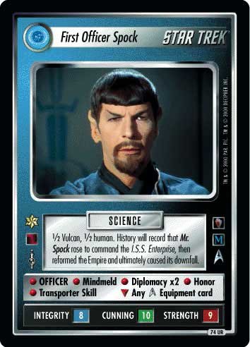 TREK CCG 1E MIRROR MIRROR ULTRA RARE First Officer Spock 74UR - Star Trek Collectible Card Game for Fans & Collectors - Perfect for Gaming, Trading, and Display