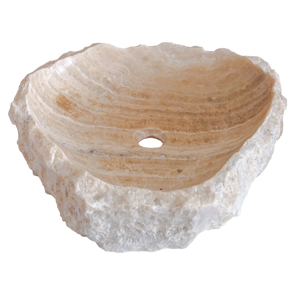 Honey Onyx Translucent Rustic Natural Stone Bathroom Vanity Sink - Perfect for Modern Farmhouse & Rustic Bathroom Decor - NTRVS21