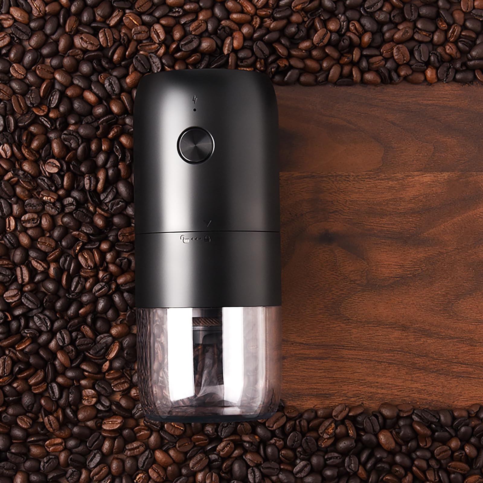 Electric One-Touch Coffee Grinder with Cleaning Brush - Matte Black - 25g-30g Bean Capacity for Espresso, French Press & Drip Coffee - Perfect for Home & Office Use