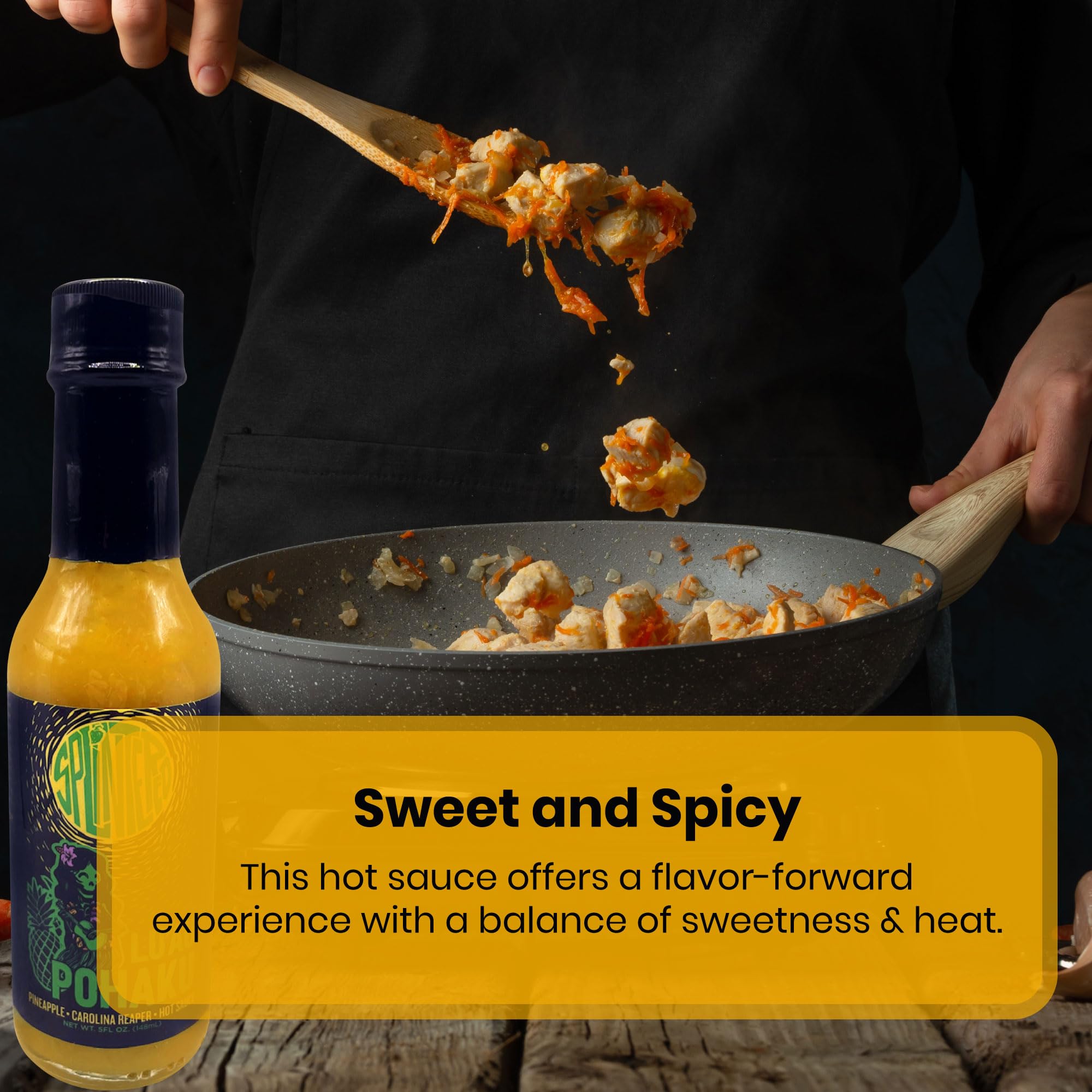 Splintered Sauce Lu'Au Pohaku Hot Sauce - Pineapple & Carolina Reaper Tropical Fusion - Extra Hot Hawaiian Chili Pepper Sauce - Perfect for Tacos, Wings, BBQ & Seafood Dishes