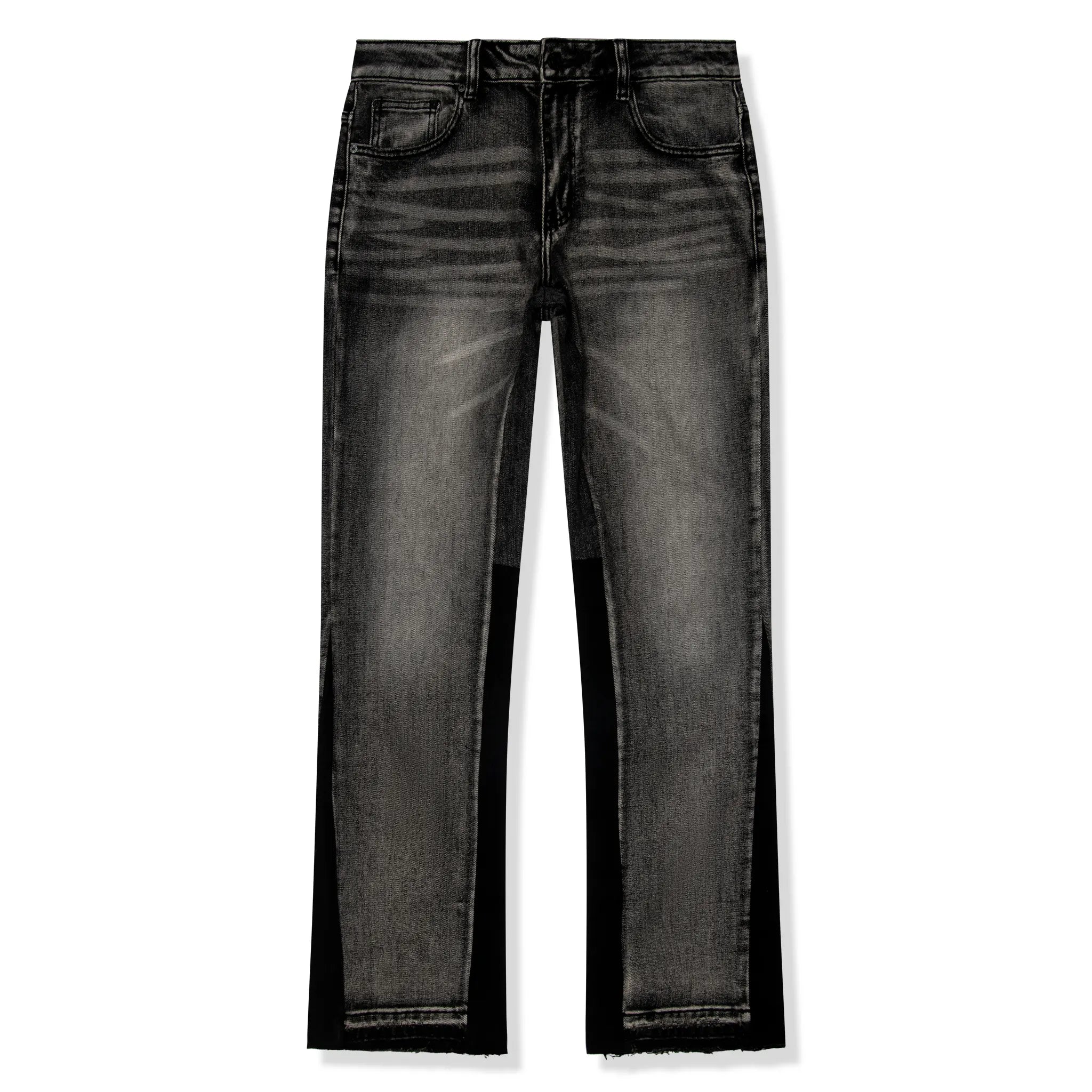 SIARR High Waist Flared Jeans for Women - Dark Grey Distressed Denim Pants, Comfortable Stretch Bootcut Jeans for Casual Wear & Night Out