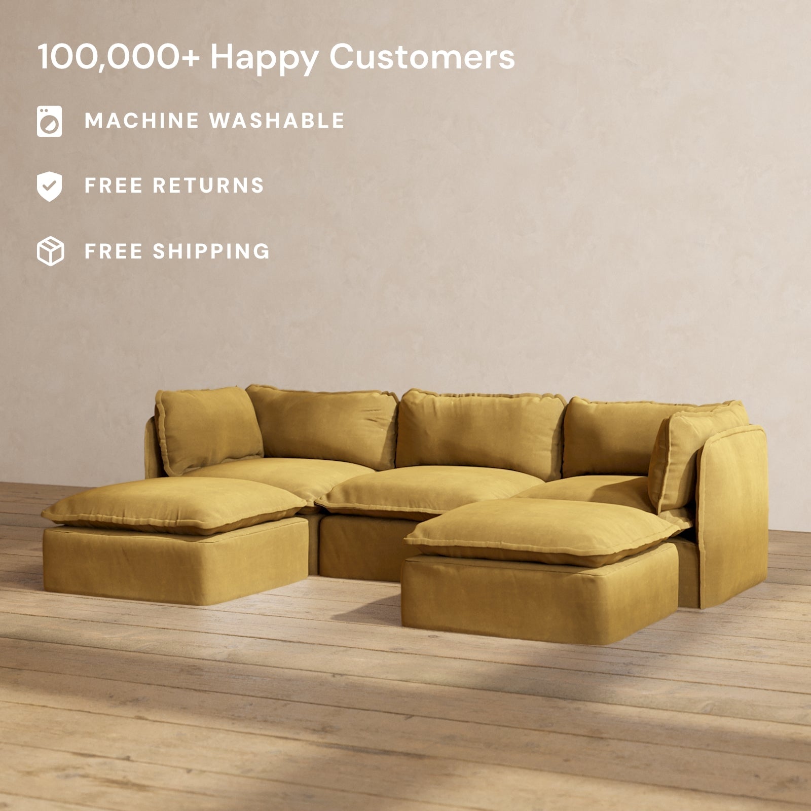 Premium Modular Performance 3-Seater U-Shaped Sectional Sofa in Toffee Brown | Luxury Blend Fabric | Perfect for Living Room, Home Theater & Family Gatherings