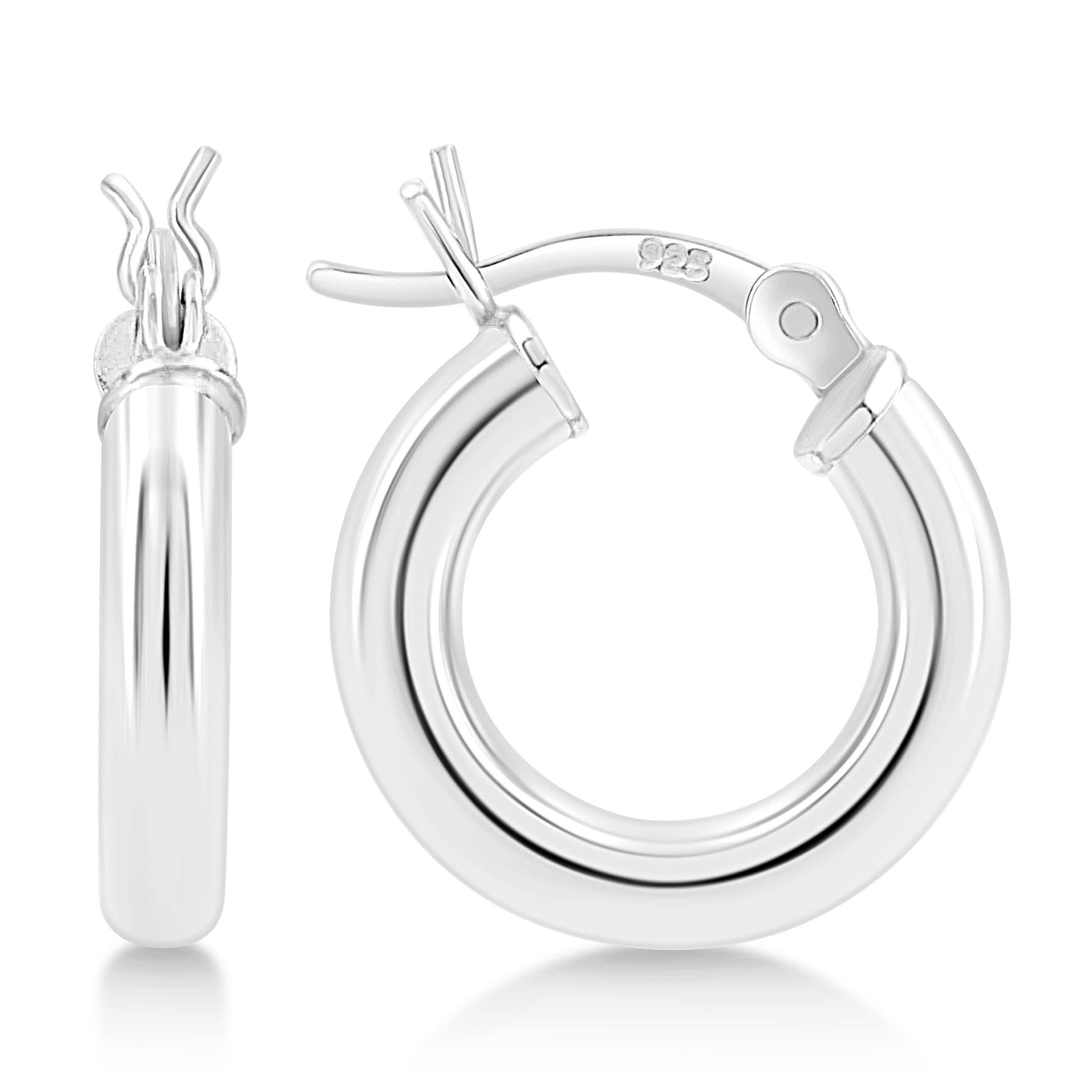 3mm Click Top Tube Hoop Earrings 925 Sterling Silver - High Polish Finish, 5 Size Options for Everyday Wear & Special Occasions