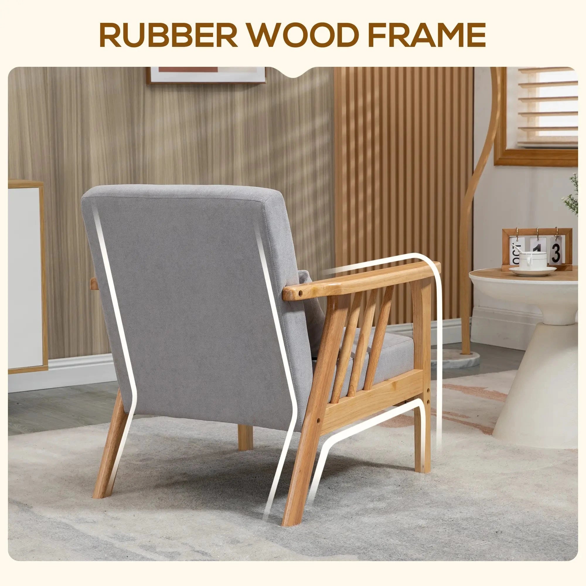 Premium Upholstered Lounge Chair with Sturdy Rubber Wood Frame - Includes Throw Pillows & Comfortable Cushion - 2 Color Options - Perfect for Living Room, Bedroom or Office Relaxation