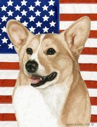 Tamara Burnett Patriotic II Corgi Pembroke Welsh Fawn/White House Dog Breed Flag 28'' x 40'' - Perfect for Home Decor, Pet Lover Gifts & Patriotic Displays
