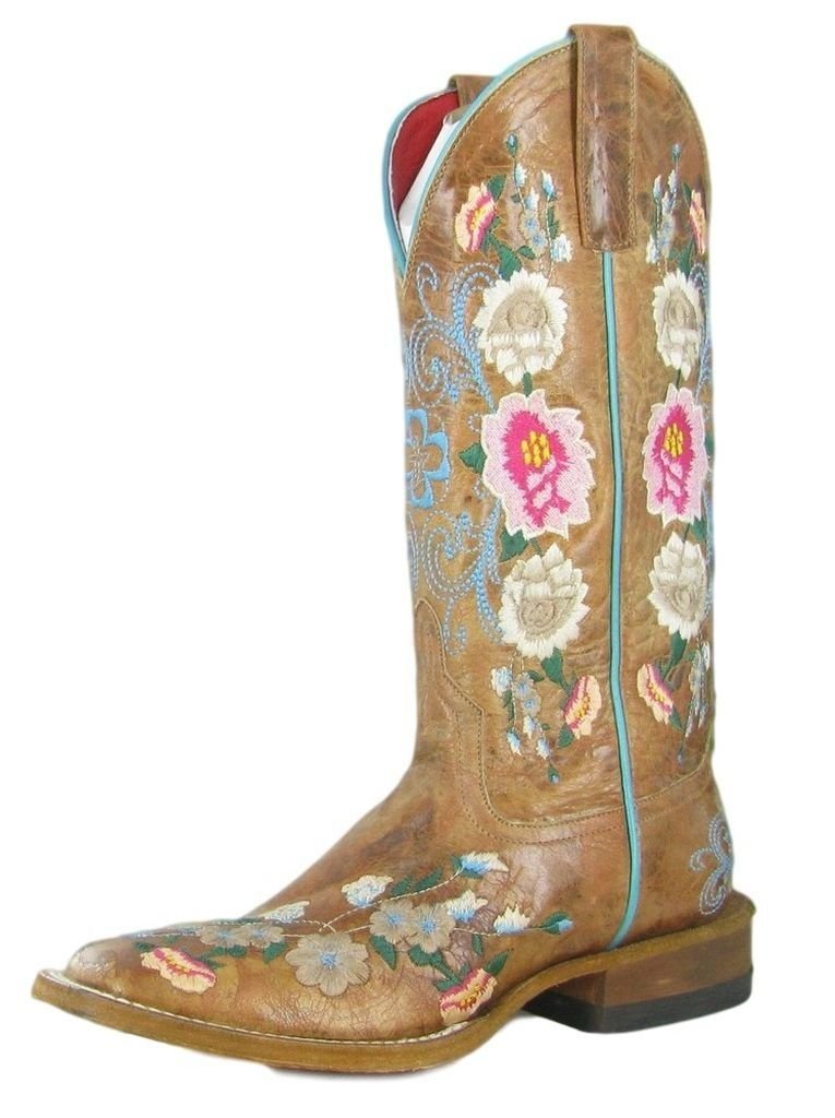 Macie Bean Women's Rose Garden Western Boots - Broad Square Toe Cowgirl Boots M9012 for Country Dancing, Rodeo & Western Fashion
