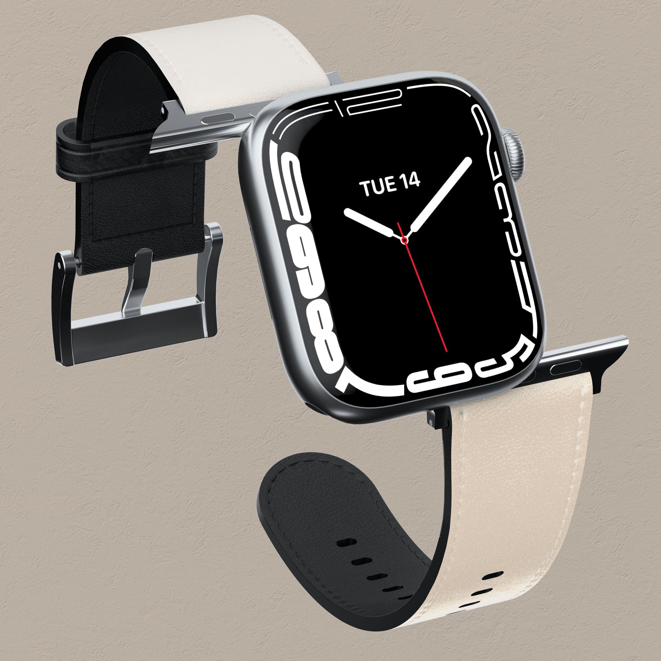 Premium Beige Malibu Club Apple Watch Band - Soft Silicone Replacement Strap for Apple Watch Series 9/8/7/6/SE/5/4/3/2/1 - Perfect for Workouts, Running, Swimming & Everyday Wear