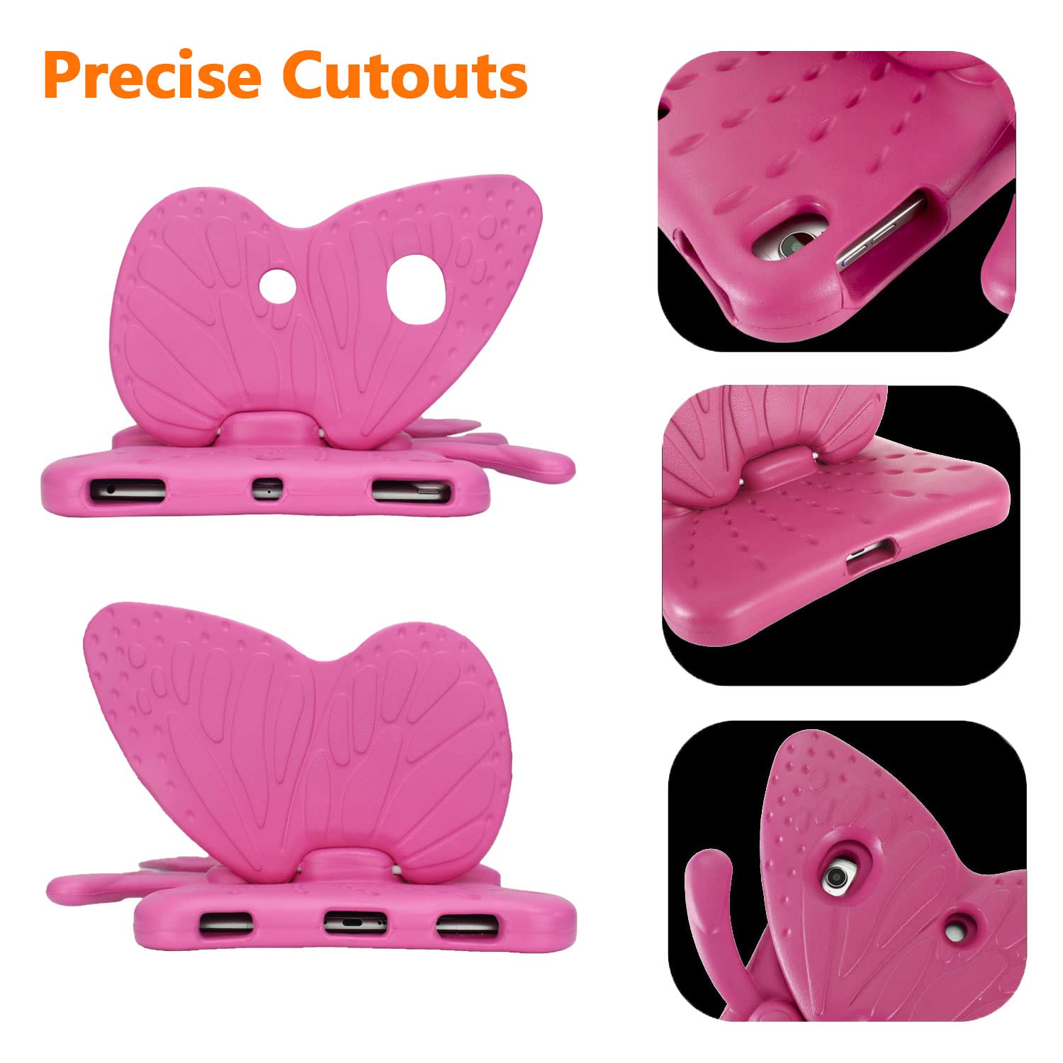 Cute Butterfly Shockproof EVA Foam iPad Case for Kids - Compatible with iPad 9th/8th/7th Gen (2021/2020/2019) 10.2