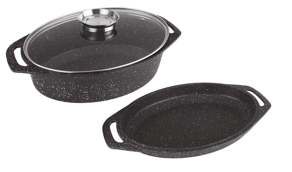 3-Piece Cast Aluminum Casserole Dish Set - 38cm (15 Inches) for Baking, Roasting & Serving - Oven, Stovetop & Tableware