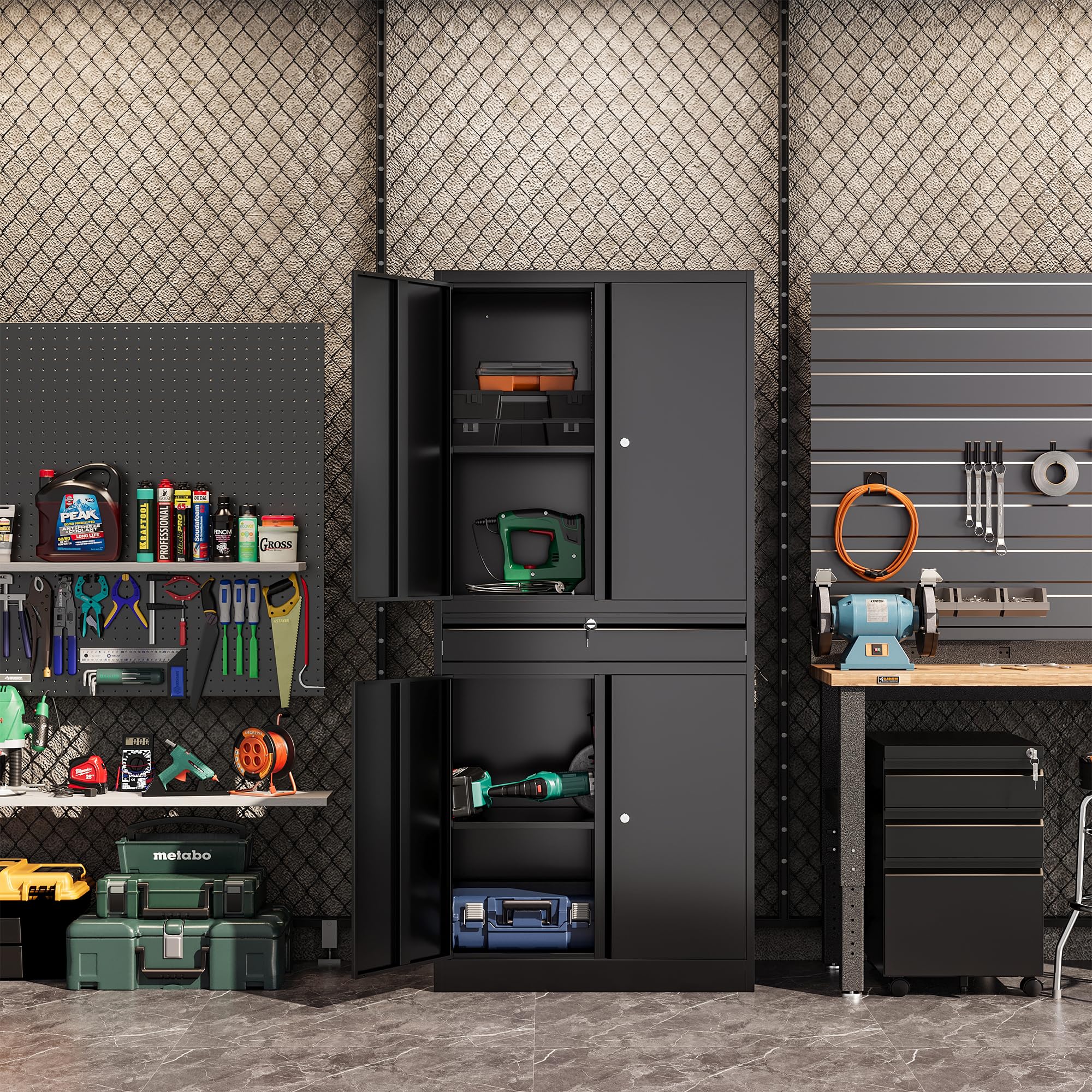 Heavy-Duty Metal Garage Storage Cabinet - 71