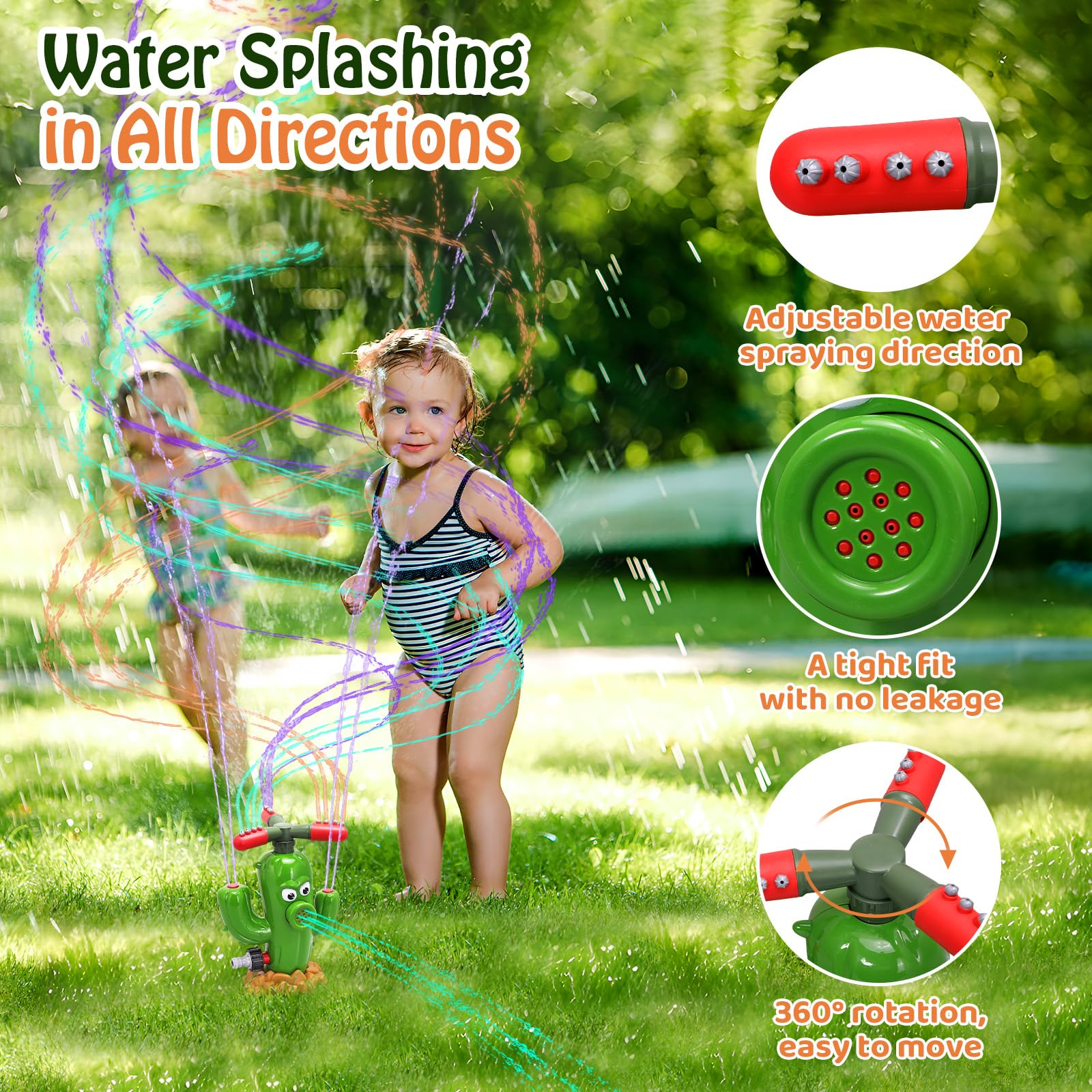 HeySplash Water Sprinkler Toy for Kids - Outdoor Summer Water Play Sprinkler, Fun Backyard Lawn Sprinkler for Children, Connects to Garden Hose - Perfect for Pool Parties, Backyard Games & Summer Cooling Fun