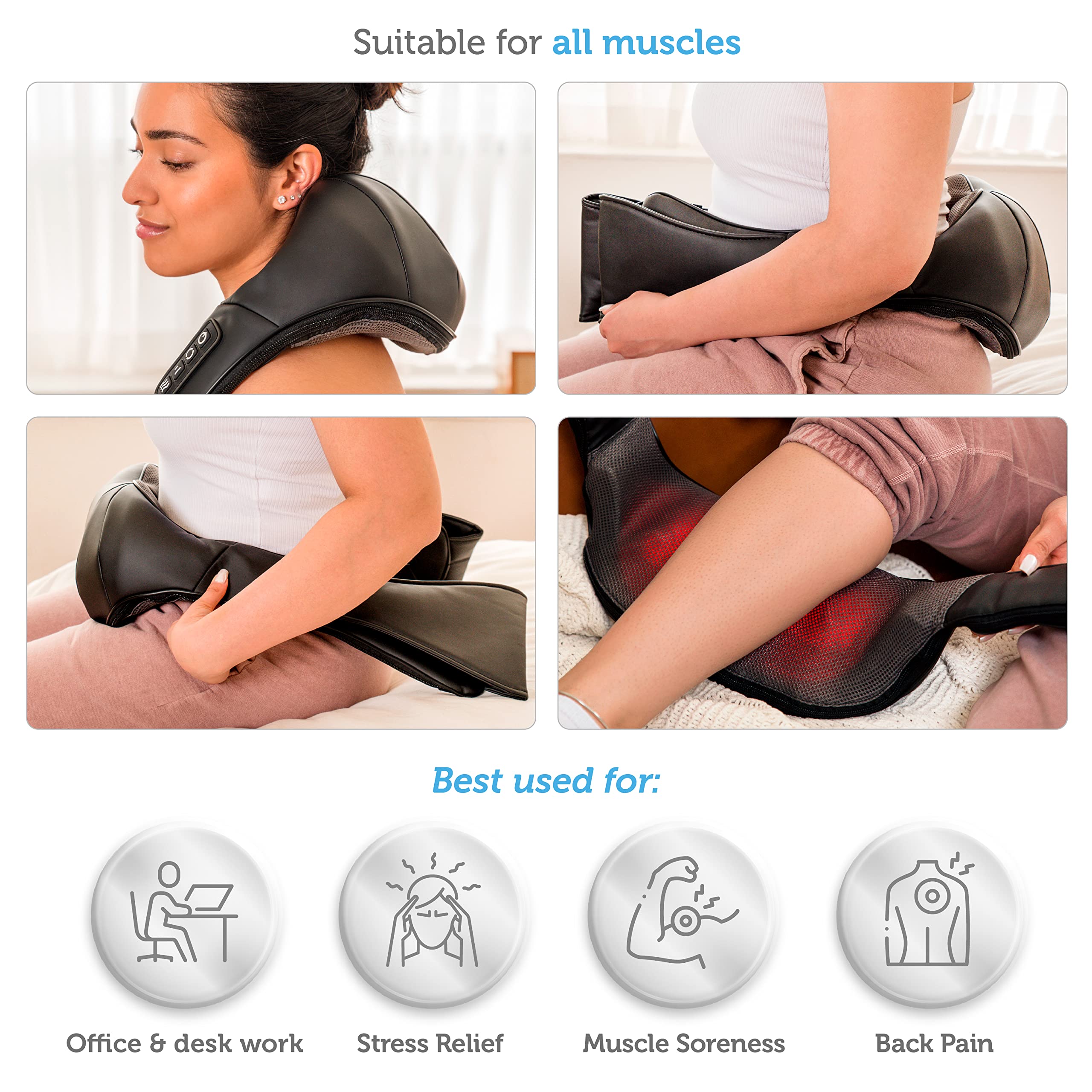 COMFIER Shiatsu Neck and Foot Massager for Pain Relief - Electric Deep Tissue Kneading with Heat - Perfect for Home, Office & Travel Relaxation