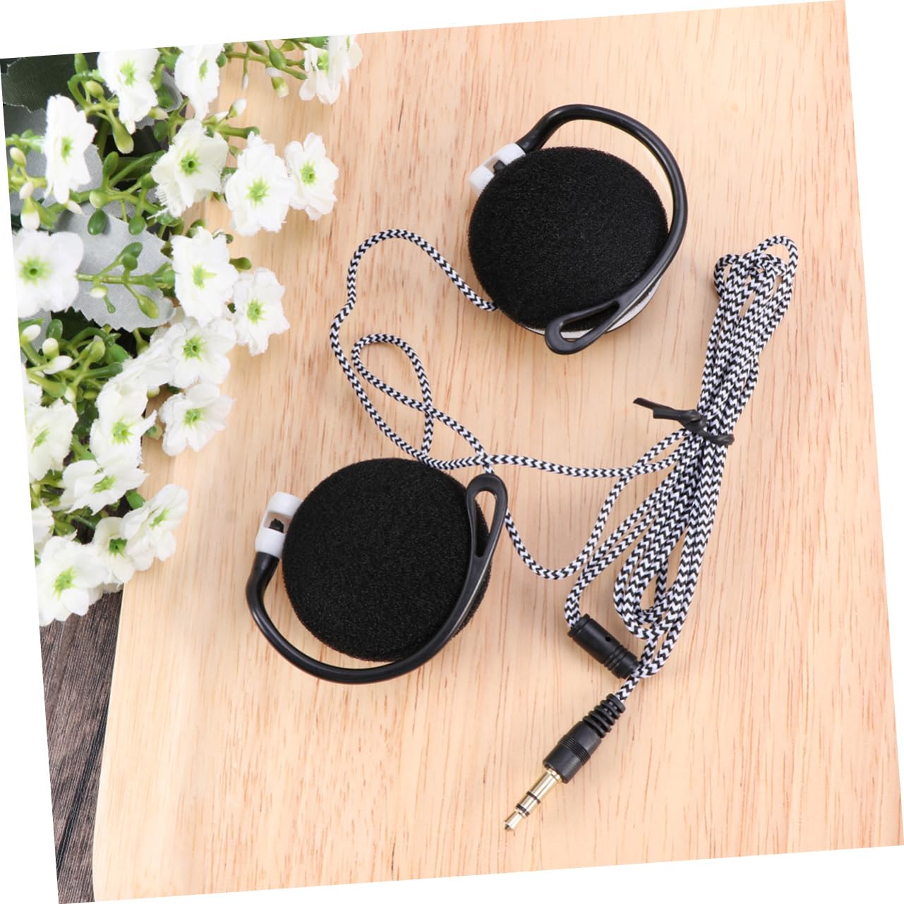 Gadpiparty Clip-On Wired Headphones - Lightweight Earhook Earbuds for Sports, PC, MP3 Players & DVD - Secure Fit for Running, Gym & Office Use