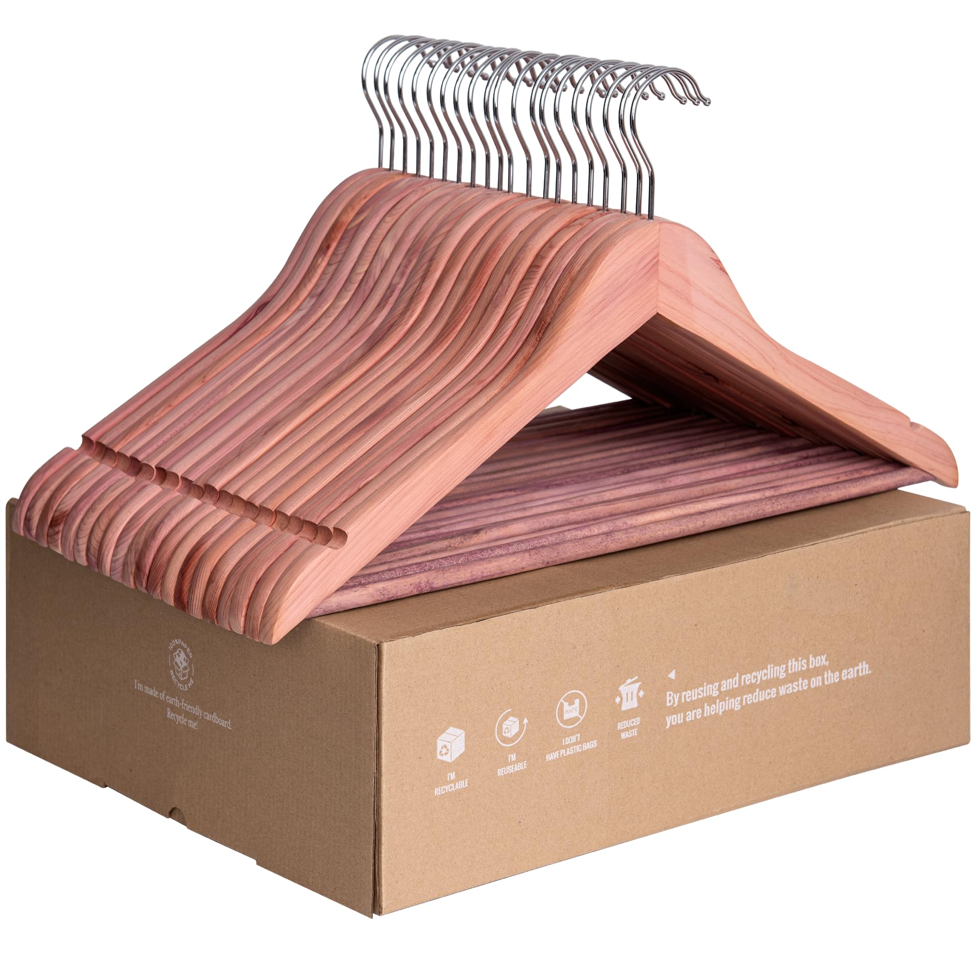 Premium Cedar Wood Clothes Hangers - 20 Pack Natural Wooden Hangers for Shirts, Jackets, Pants, Suits & Sweaters | Durable Wardrobe Organizer for Closet, Laundry Room & Travel