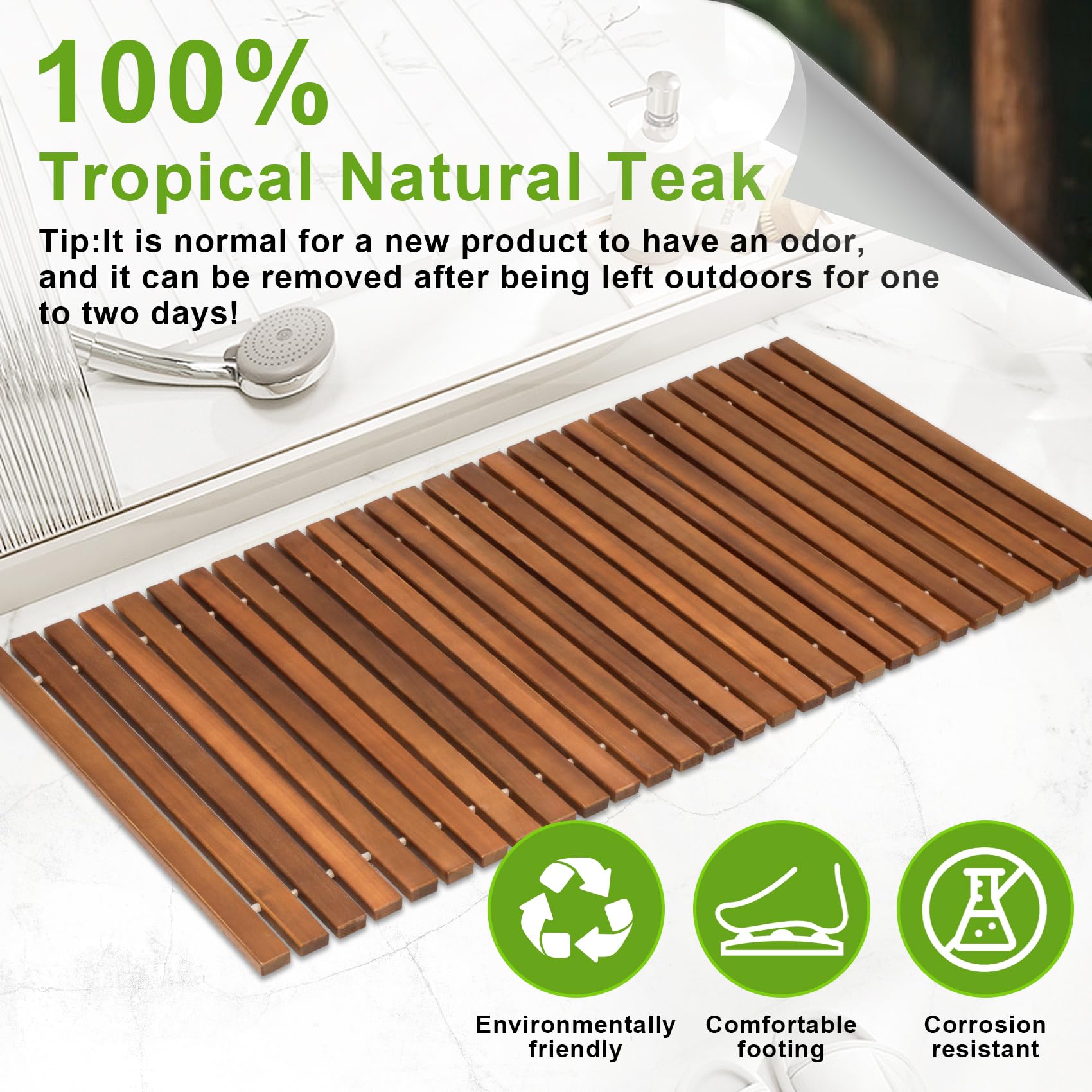 Premium Teak Shower Mat - 39.5