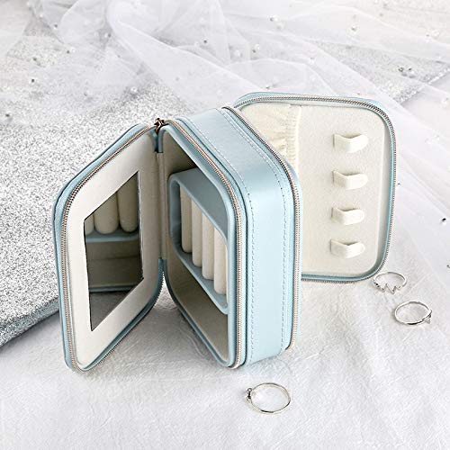 Mini Jewelry Box - Portable Travel Jewelry Organizer & Storage Case (Blue) | Perfect for Necklaces, Rings, Earrings | Great for Travel, Home & Gift Giving