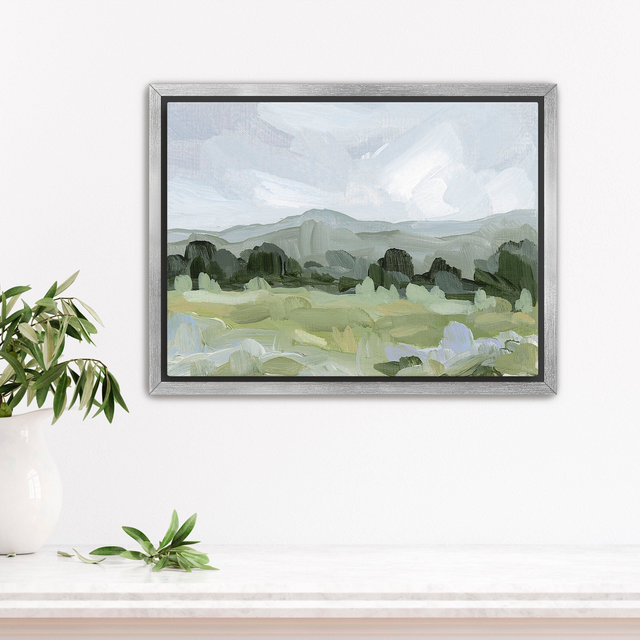 Sage Valley Art Print - Premium Canvas Wall Decor for Living Room, Bedroom & Office - Nature Landscape Painting for Home & Office Decor