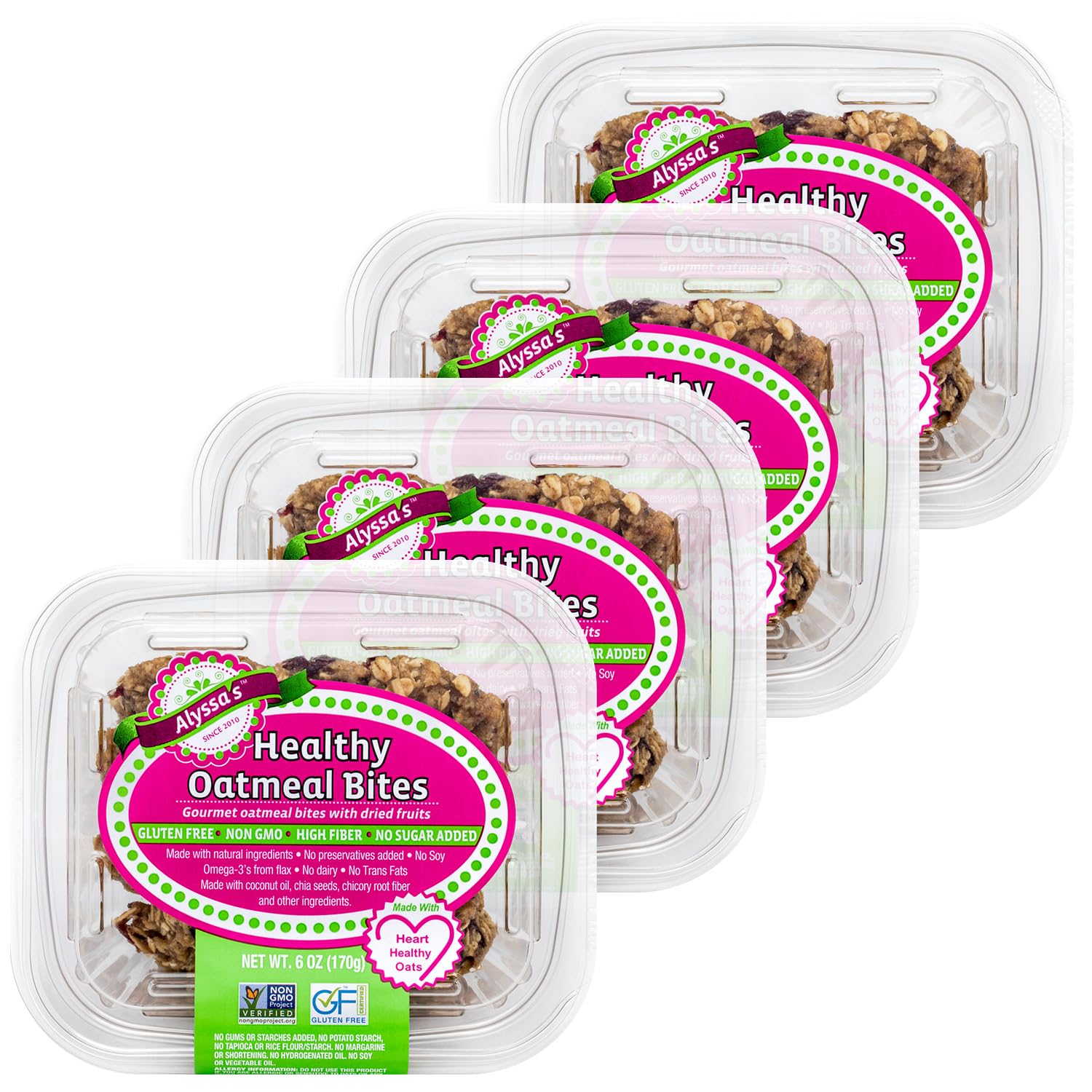 Alyssa's Gluten Free Oatmeal Cookies - 4 Pack | Vegan & Dairy Free Snacks | Perfect for Breakfast, School Lunch & Healthy On-the-Go Treats