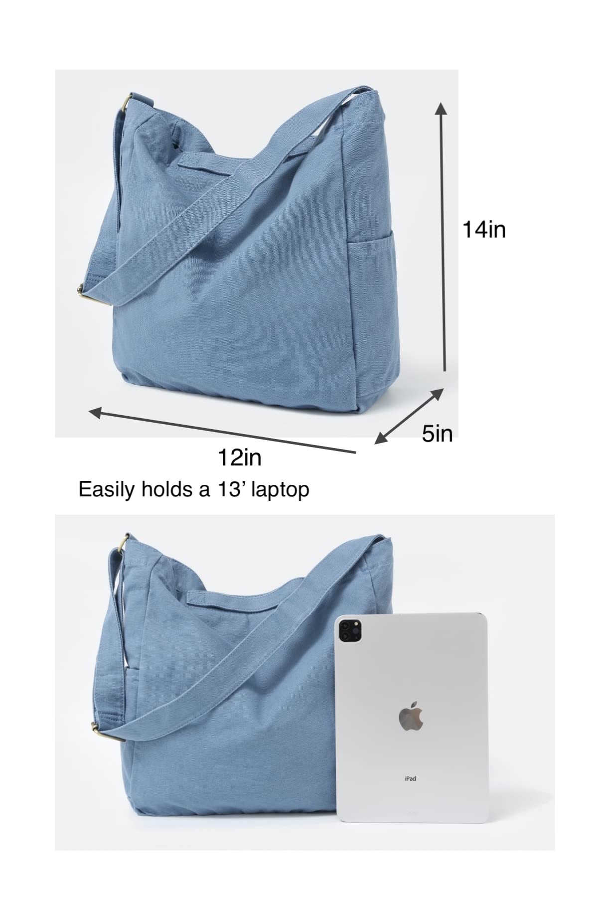 Jeelow Heavy Duty Canvas Travel Tote Bag - Durable Crossbody Shoulder Purse for Men & Women - Perfect for Work, Gym, Shopping & Weekend Getaways