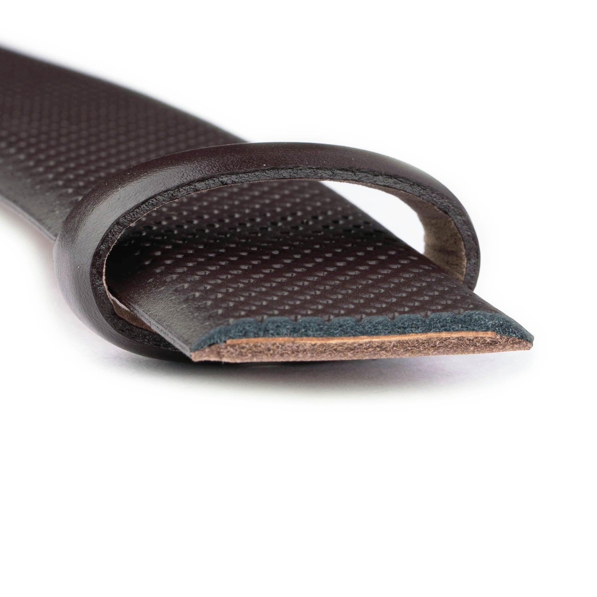 Dark Brown 3.5cm Perforated Leather Belt Replacement Strap for Ferragamo Buckles - Perfect for Dress Pants, Business Attire & Formal Occasions