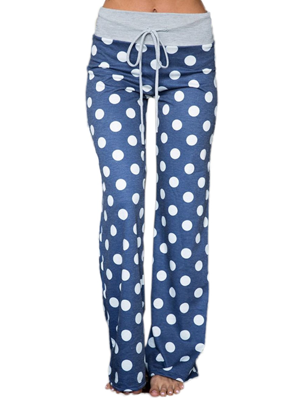 iChunhua Women's Floral Print Lounge Pants - Stretchy Comfy Wide Leg Palazzo Pants with Drawstring Waist for Yoga, Travel & Home Relaxation