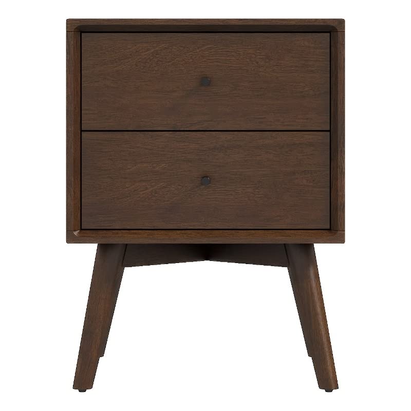 Pemberly Row Walnut Solid Wood Nightstand with 1 Drawer - Bedside Table for Bedroom, Living Room & Guest Room - Rustic Wooden End Table with Storage