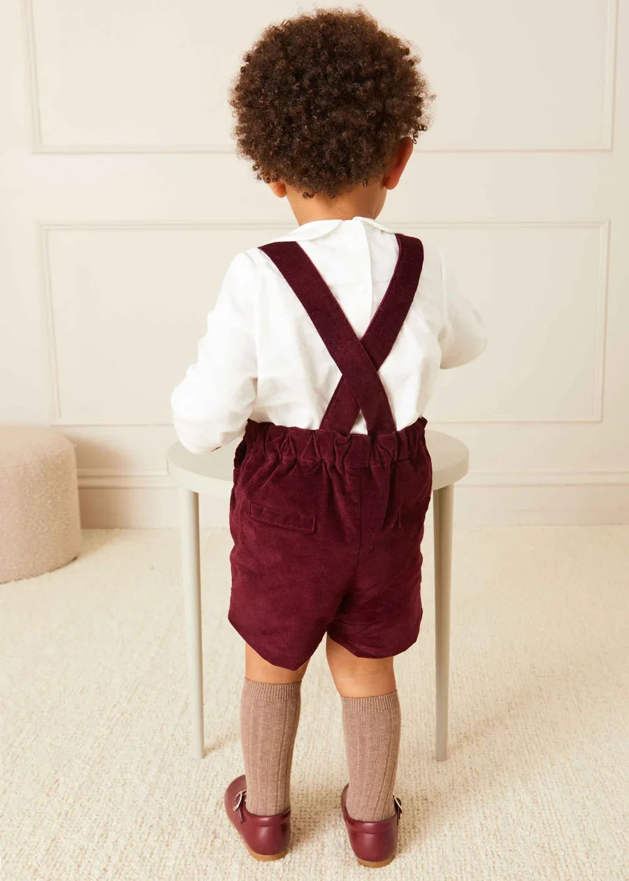 Velvet Button Detail Adjustable Shorts with Suspenders for Toddlers (18 Months to 4 Years) - Perfect for Playdates, Preschool & Family Outings