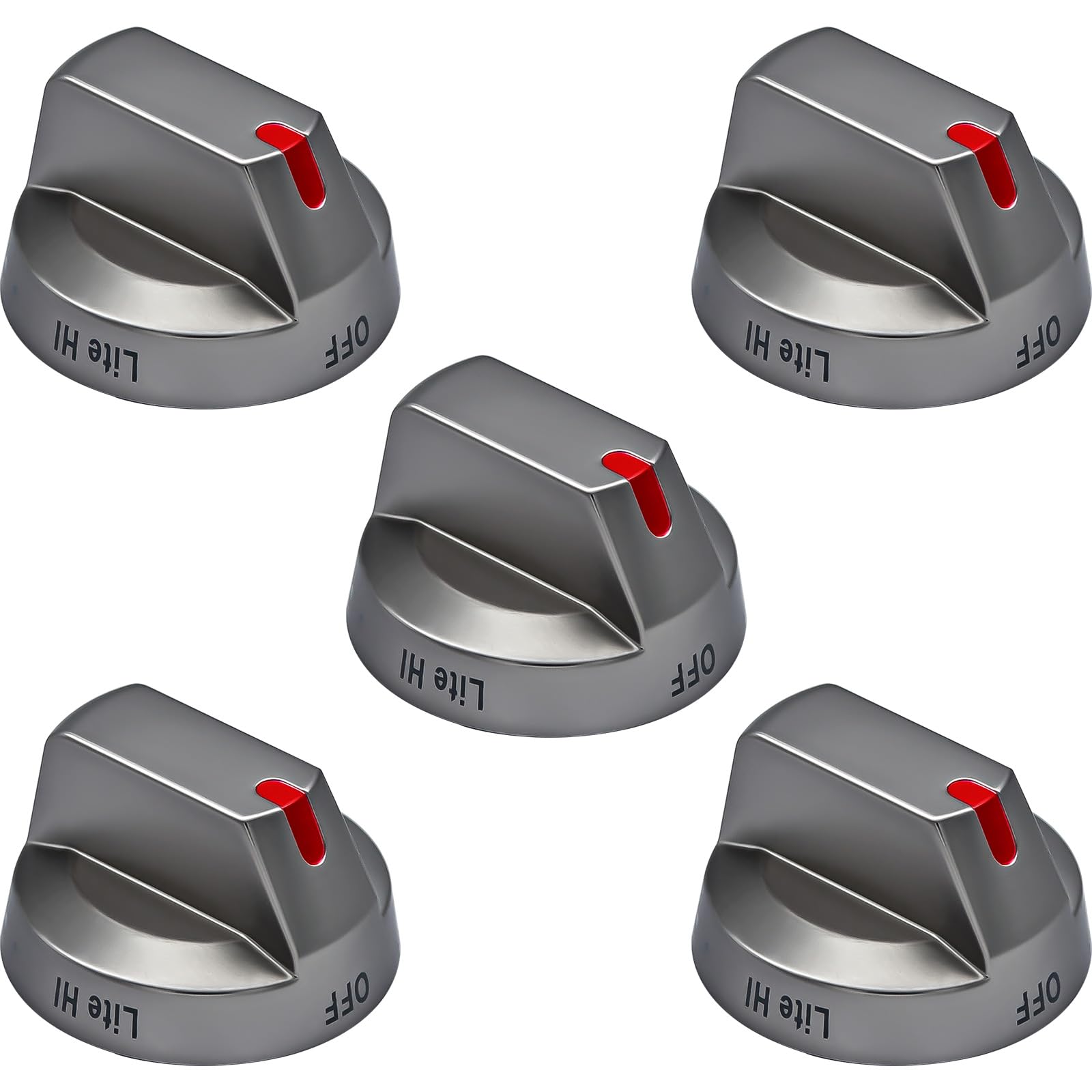 Upgraded DG94-04167 Stainless Steel Gas Stove Knobs Replacement for Samsung Ranges - Compatible with NX60A6111SS/AA, NX60A6311SS/AA, NX60A6511SS/AA, NX60A6711SS/AA - 5-Pack - Perfect for Kitchen Stove Repair & Burner Control Replacement