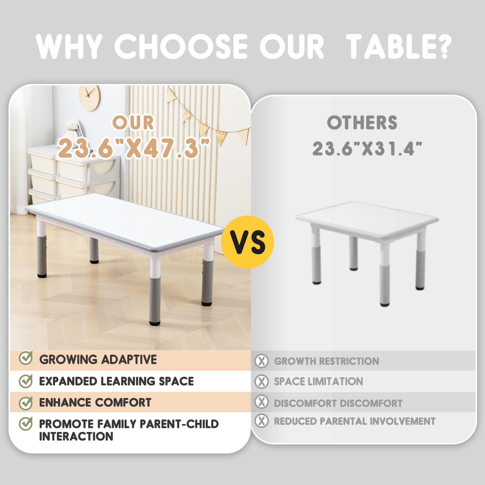 Kids Table and Chair Set - Adjustable Toddler Table with Non-Slip Legs & Storage Organizer, Wipe-Clean Graffiti Desktop - Perfect for Ages 3-12 - Ideal for Playroom, Homeschooling & Arts & Crafts Activities