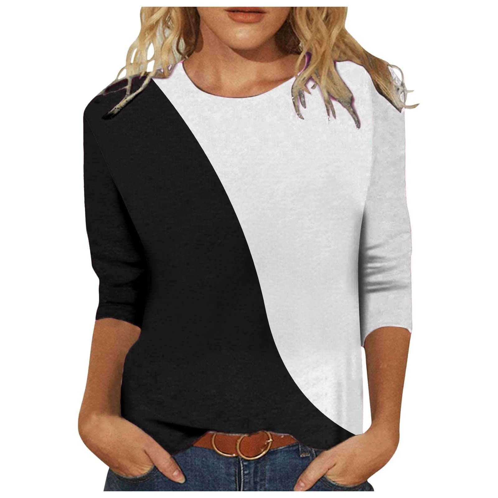 HEYCE Women's Summer T-Shirts - Crew Neck 3/4 Sleeve Pullover Top - Lightweight Loose Fit Casual Blouse for Everyday Wear | Perfect for Beach, Vacation & Summer Outings