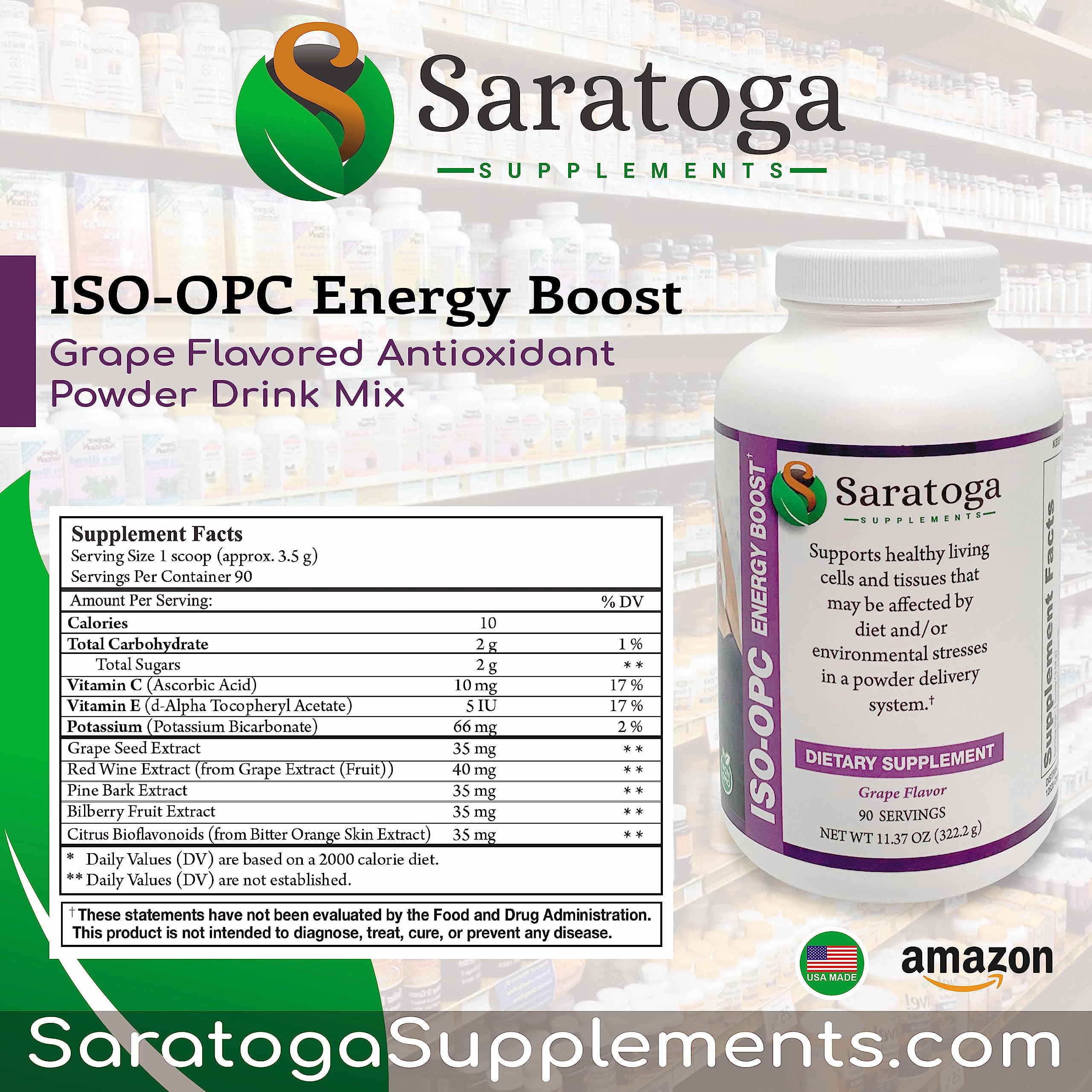 OPC ISOTONIC Powder Antioxidant Supplement - 3000mg per Serving, 90-Day Supply - Supports Immune Health & Cellular Protection for Active Lifestyles