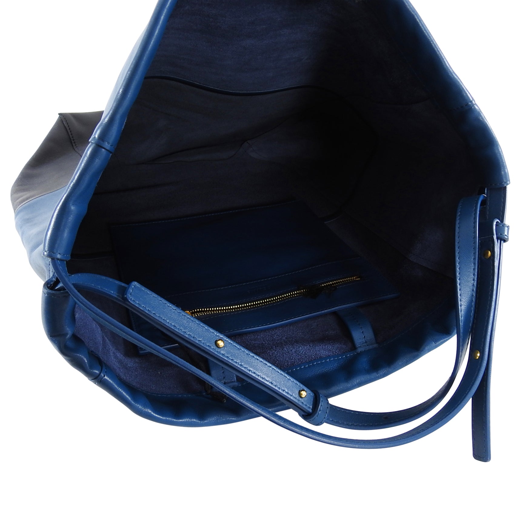 Celine Bicolor Blue and Black Drawstring Cabas Tote Bag for Women - Stylish Shoulder Bag for Work, Travel & Everyday Use