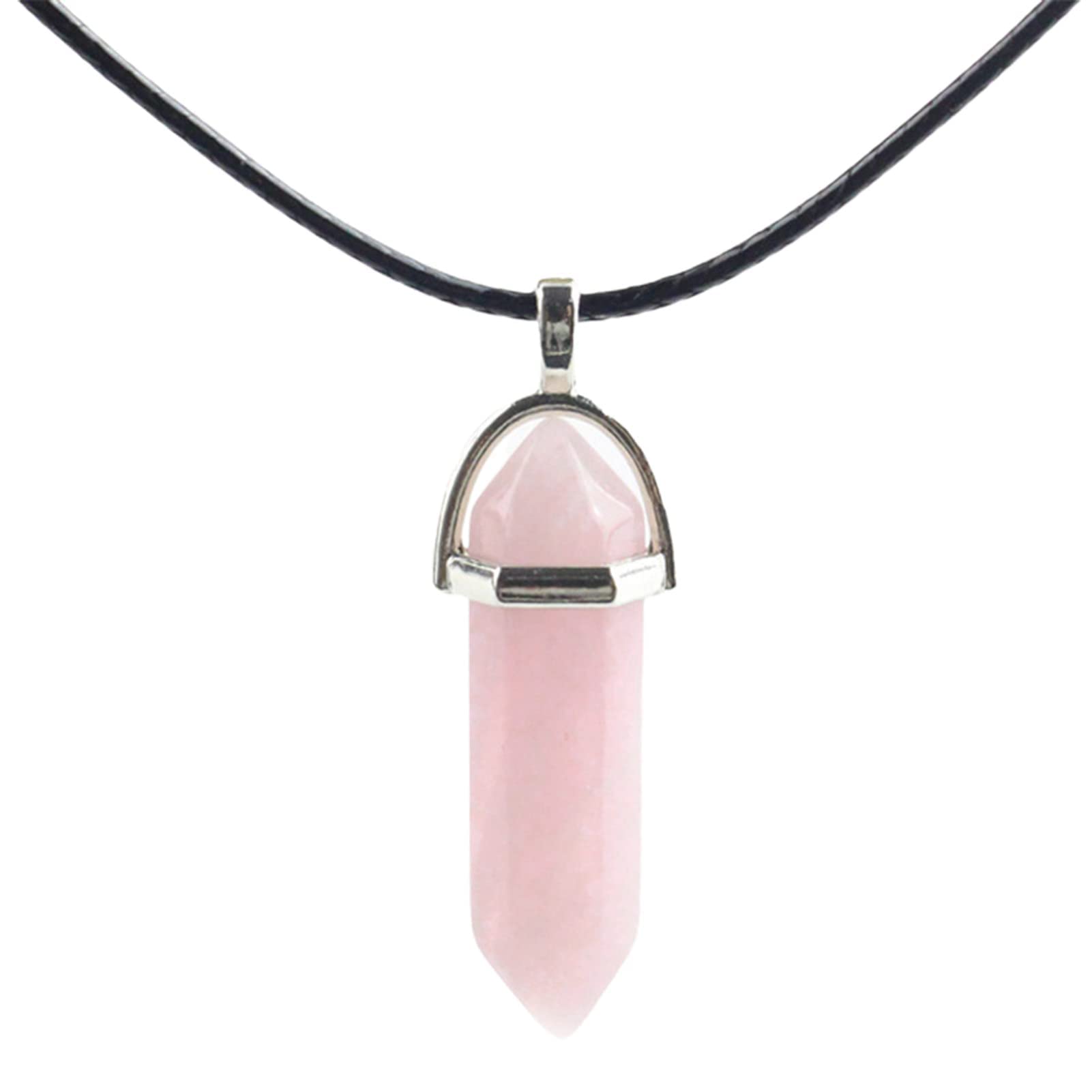Natural Rose Quartz Crystal Hexagonal Double Point Pendant Necklace with Chain - Healing Gemstone Jewelry for Women, Energy Balance & Chakra Healing - Perfect for Meditation, Yoga & Spiritual Gifts