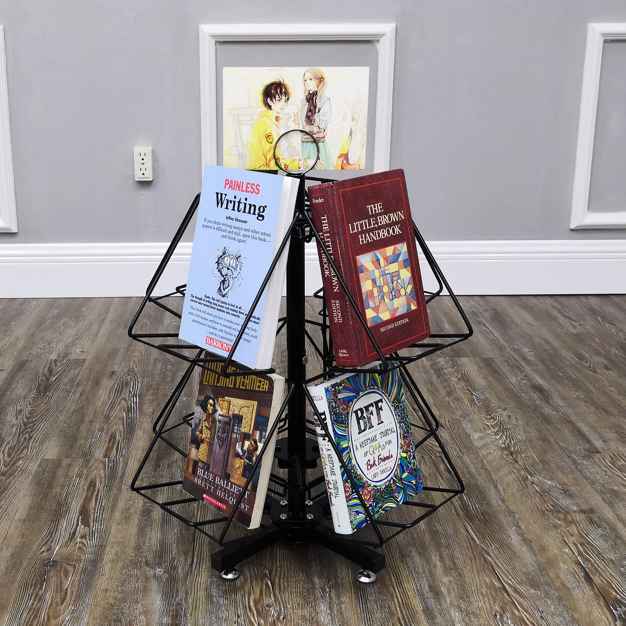 FixtureDisplays® 8-Pocket Rotating Display Stand for DVDs, Books, CDs, Postcards & Greeting Cards - Compact 6.54