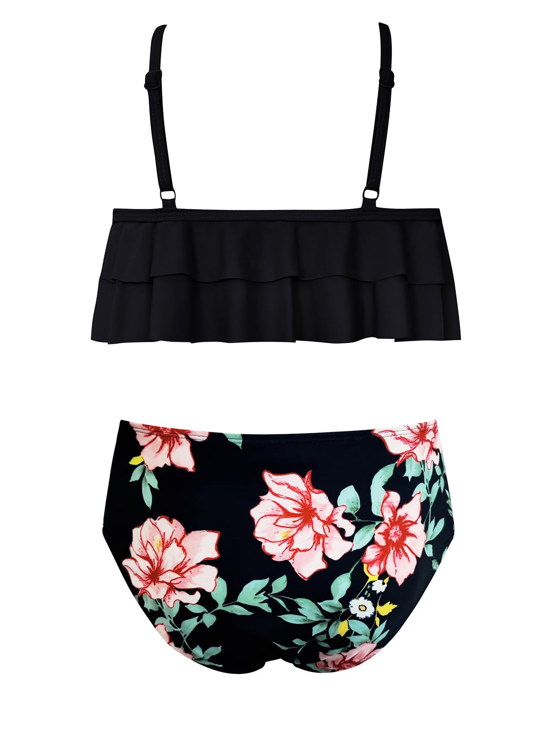 SHEKINI Girls Floral Print Ruffled Two-Piece Swimsuit | Cute Bikini Set for Beach, Pool & Summer Vacation | Toddler & Kids Swimwear