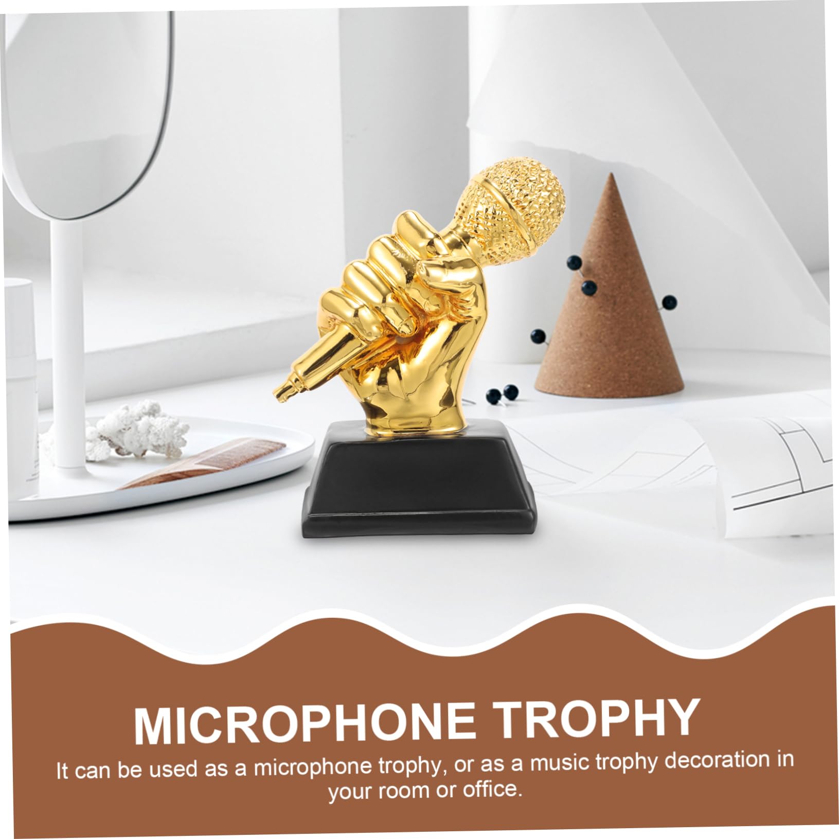 Yardwe Resin Mini Microphone Trophy Award - Best Karaoke Singing Prize, Community & Sports Trophy for Student Decorations | Perfect for Competitions, Gifts & Home Decor