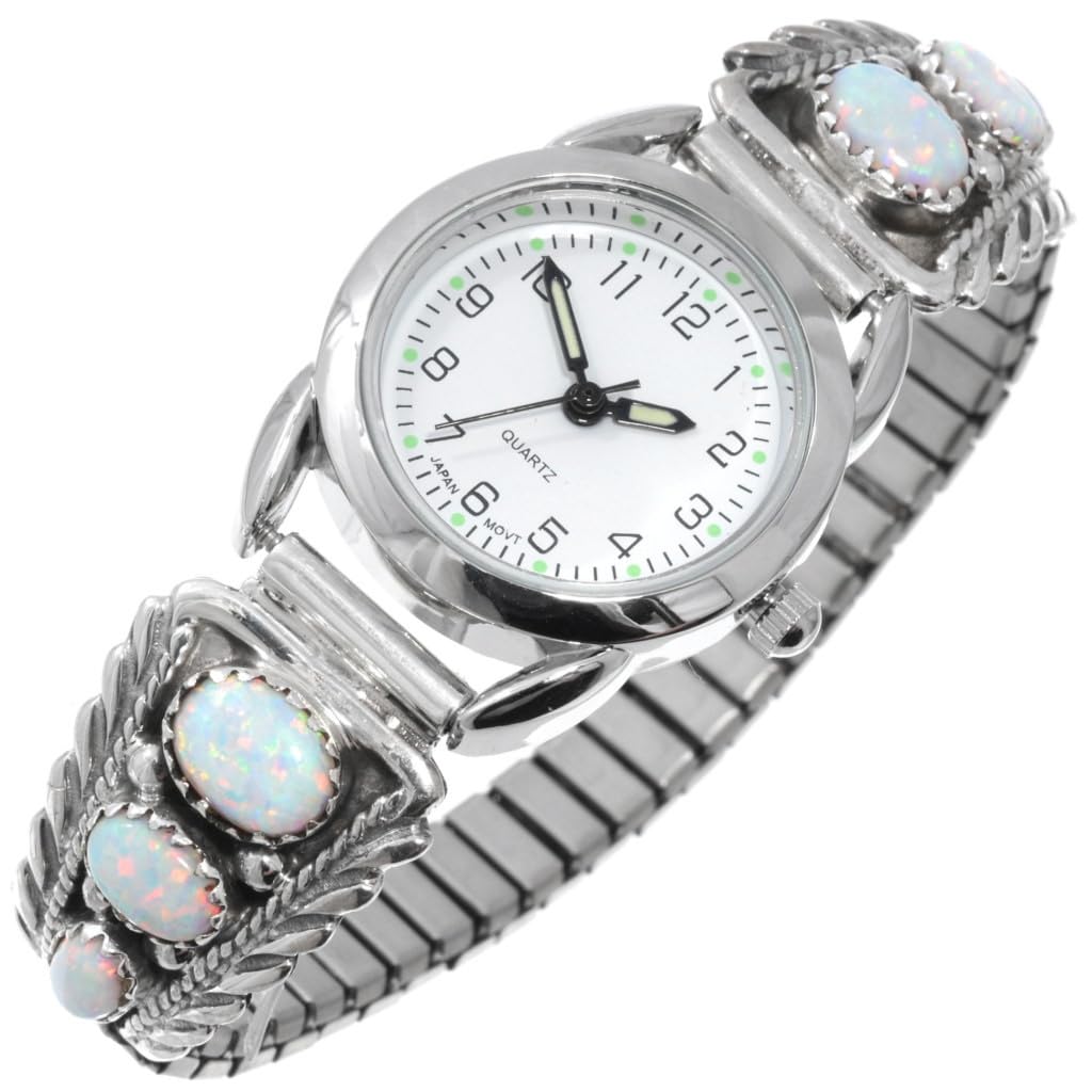 Navajo Opal Silver Ladies Watch Bracelet - Sterling Silver Tips 0023 | Elegant Jewelry for Women, Gift for Her, Perfect for Parties & Special Occasions