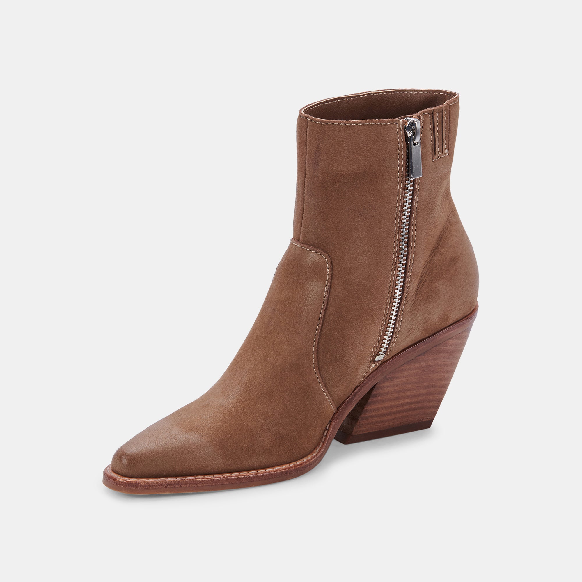 VOLLI Women's Brown Nubuck Leather Ankle Boots - Comfortable Casual & Outdoor Booties for Fall/Winter Fashion, Hiking, and Daily Wear