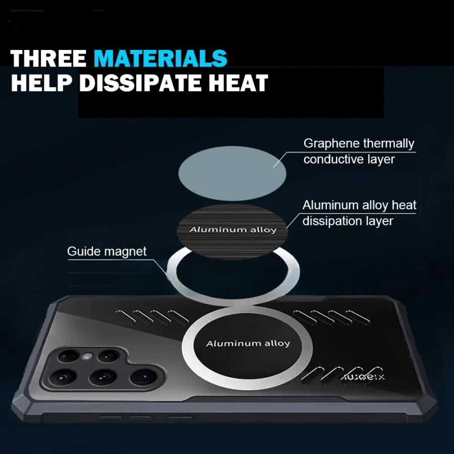 Samsung Galaxy S25 Ultra Thin Cooling Case - Premium Heat Dissipation Phone Cover for Gaming & Long Usage | Perfect for Travel, Work & Outdoor Activities