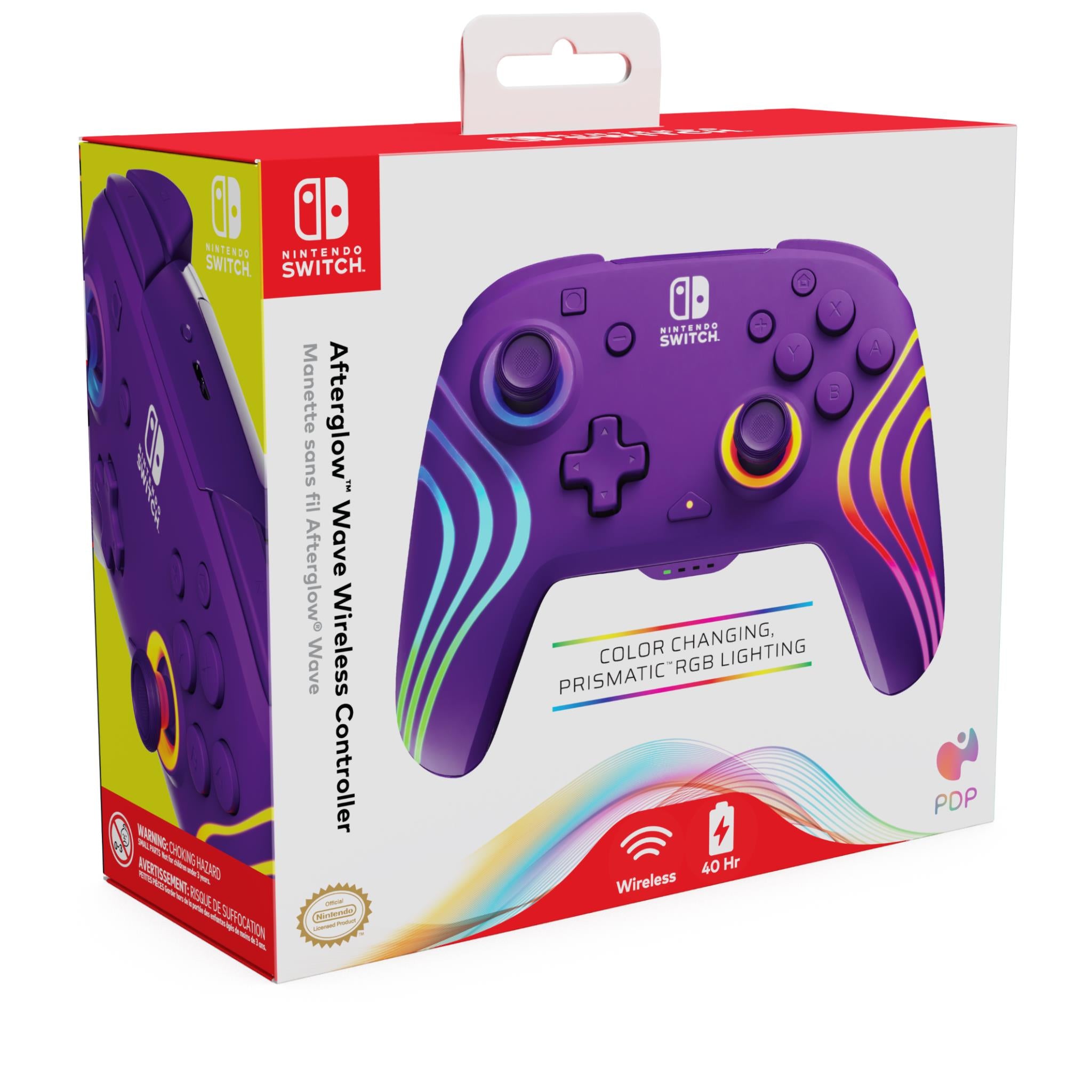Afterglow Wave Wireless Controller for Nintendo Switch - Purple | Ergonomic Design, Motion Controls, HD Rumble | Perfect for Gaming at Home or On-the-Go