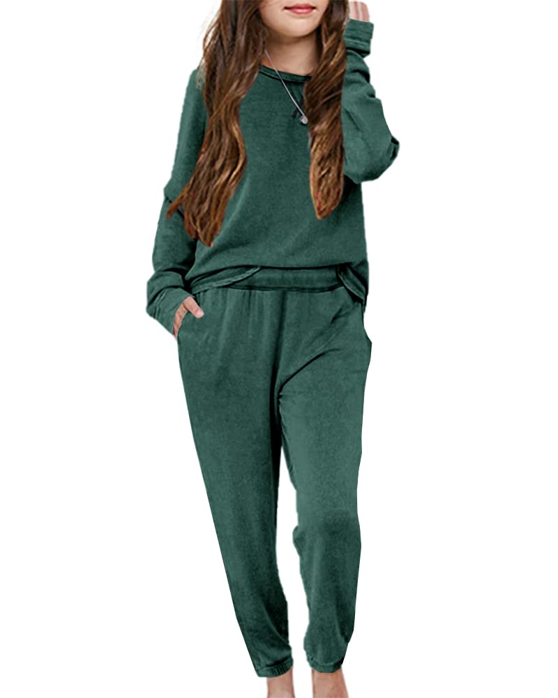 Apbondy Girls Pullover Hoodie and Sweatpants Set - Soft Casual Loungewear & Workout Outfit for Teens - Perfect for School, Yoga, Gym and Relaxing at Home