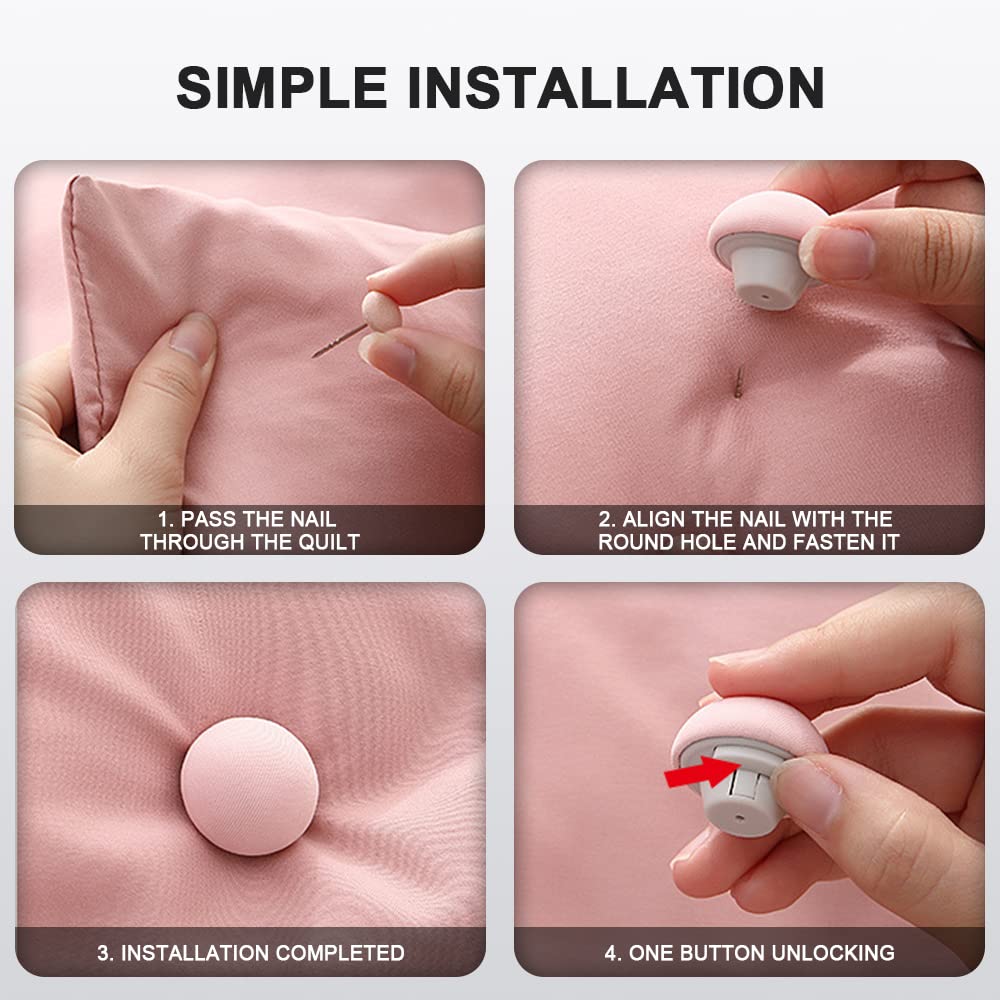 16-Piece Duvet Clips Set - Non-Slip Quilt Fixing Clips with Buttons for Duvet Cover | Pink Mushroom-Shaped Holders | Perfect for Bedroom, Hotel & Airbnb Use